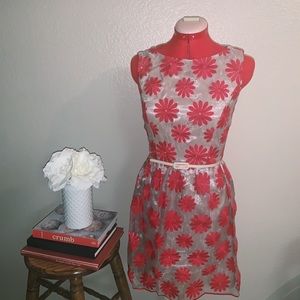Muse red floral appliqué dress